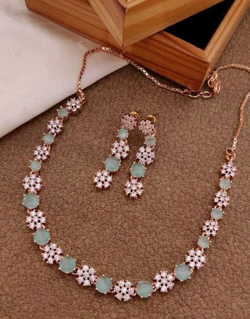 Party Wear Ad diamond Necklace set 1 Wholesale Price In Surat
 